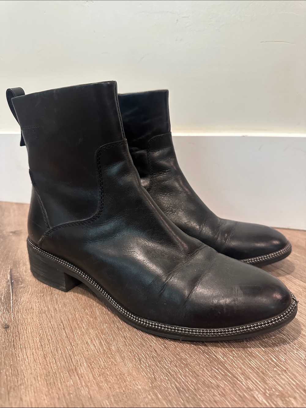 Franco Sarto Black Leather Ankle Booties